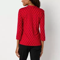 Liz Claiborne Womens V Neck 3/4 Sleeve Blouse