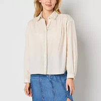 a.n.a Womens Long Sleeve Regular Fit Button-Down Shirt