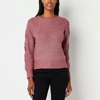 Liz Claiborne Womens Crew Neck Long Sleeve Pullover Sweater