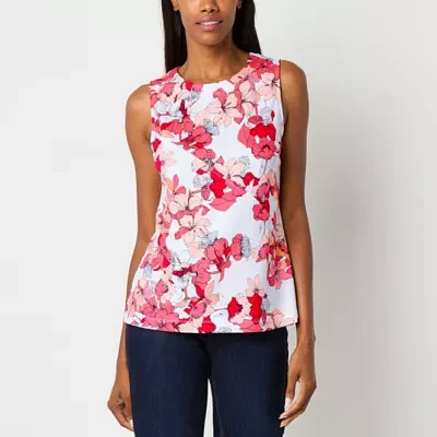 Liz Claiborne Womens Crew Neck Sleeveless Blouse