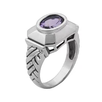 Genuine Brazilian Amethyst Oxidized Sterling Silver Ring