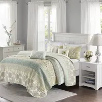 Madison Park Felicity 6-Pc Cotton Quilt Set With Throw Pillows