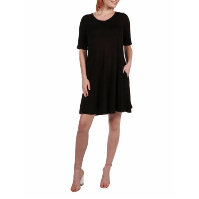 24seven Comfort Apparel Plus V-neck Knee Length Dress