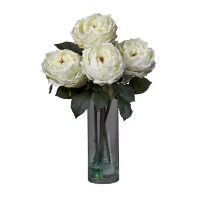 Nearly Natural White Rose Floral Arrangement