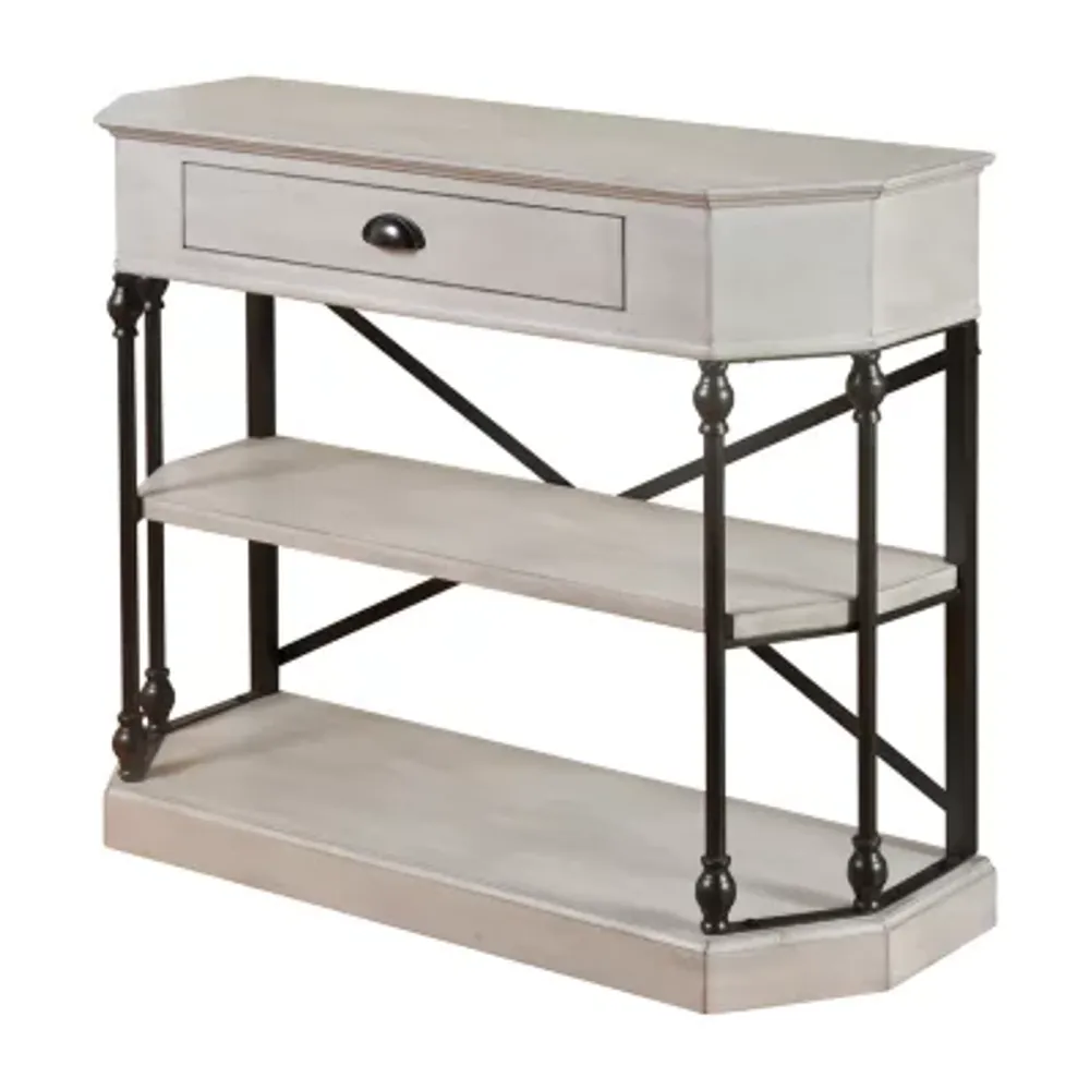 StyleCraft 3 Tier Single Drawer Antique White Table