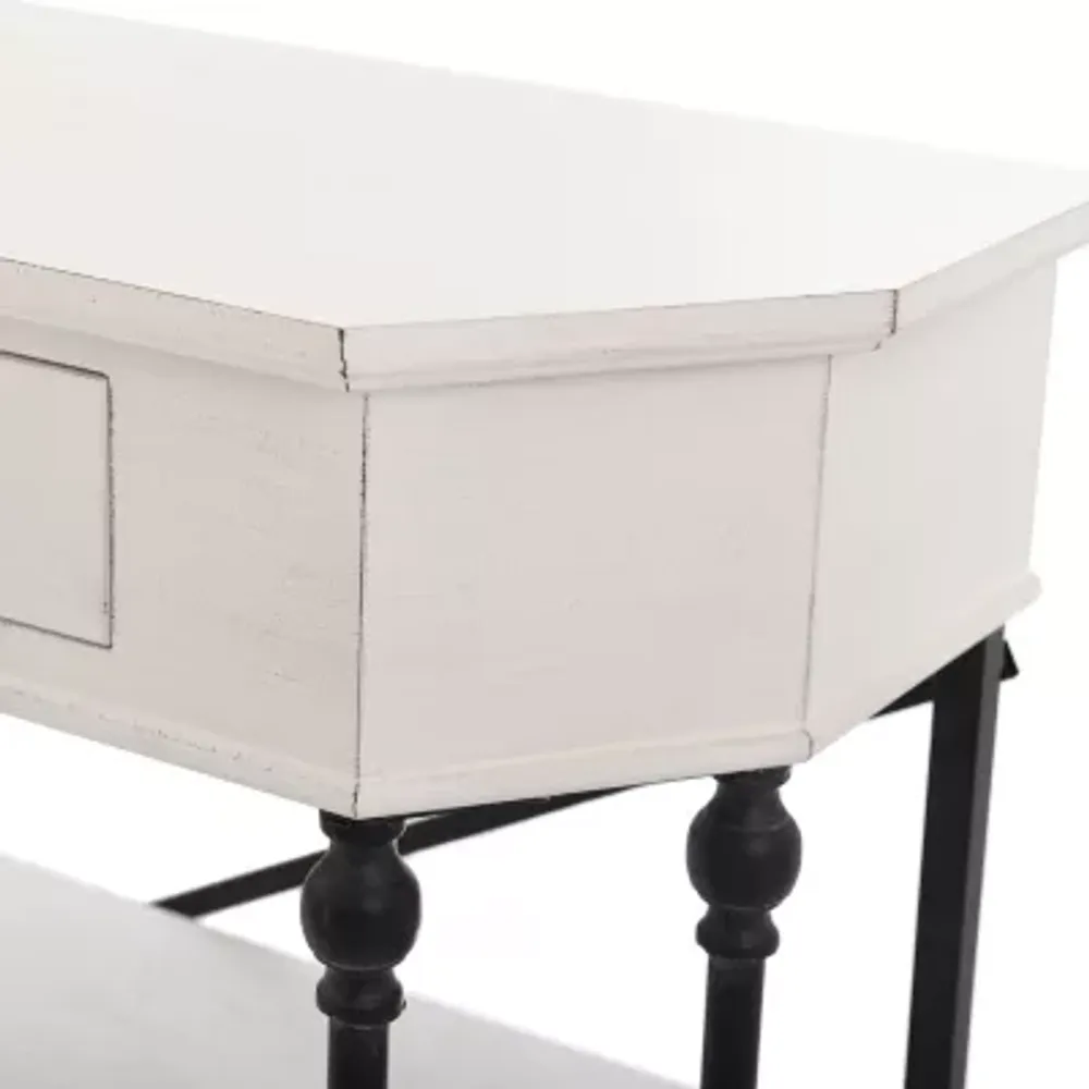 StyleCraft 3 Tier Single Drawer Antique White Table