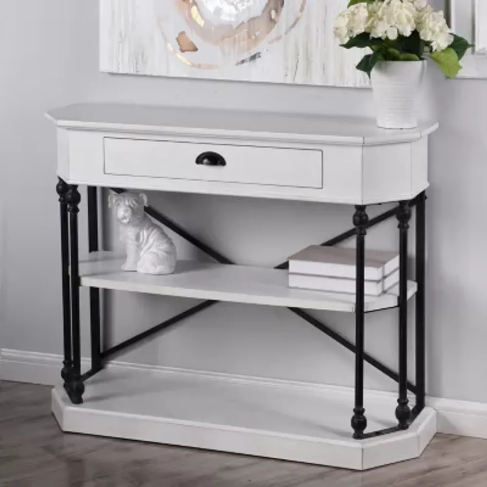 StyleCraft 3 Tier Single Drawer Antique White Table