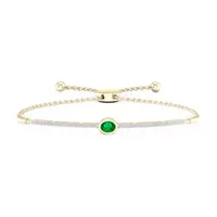 1/5 CT. T.W. Genuine Green Emerald 10K Gold Over Silver Sterling Silver Bolo Bracelet