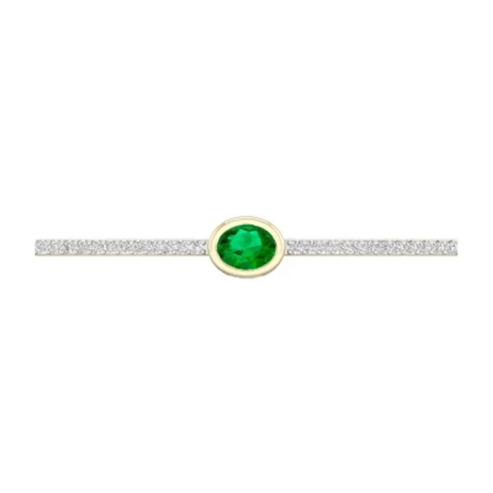 1/5 CT. T.W. Genuine Green Emerald 10K Gold Over Silver Sterling Silver Bolo Bracelet