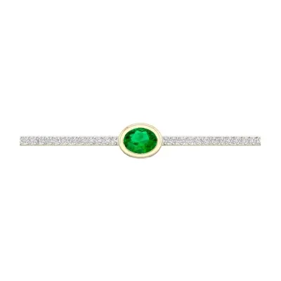 1/5 CT. T.W. Genuine Green Emerald 10K Gold Over Silver Sterling Silver Bolo Bracelet