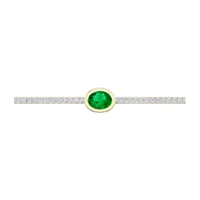 1/5 CT. T.W. Genuine Green Emerald 10K Gold Over Silver Sterling Silver Bolo Bracelet