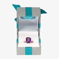 Effy  Womens Diamond Accent Genuine Purple Amethyst 14K Rose Gold Halo Cocktail Ring