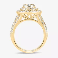 Signature By Modern Bride Womens 2 CT. T.W. Natural White Diamond 10K Gold Pear Side Stone Halo Engagement Ring