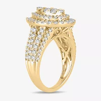 Signature By Modern Bride Womens 2 CT. T.W. Natural White Diamond 10K Gold Pear Side Stone Halo Engagement Ring