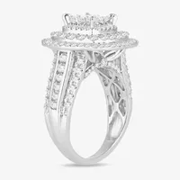 Signature By Modern Bride Womens /2 CT. T.W. Natural White Diamond 10K Gold Cushion Side Stone Halo Engagement Ring