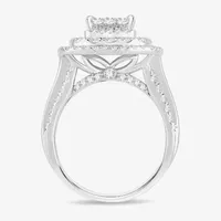 Signature By Modern Bride Womens /2 CT. T.W. Natural White Diamond 10K Gold Cushion Side Stone Halo Engagement Ring