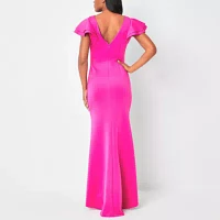 Willow Glenn Womens Short Sleeve Evening Gown