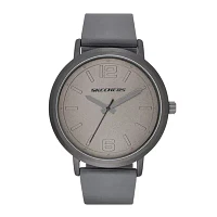 Skechers® Mens Casual Gray Silicone Strap Analog Watch