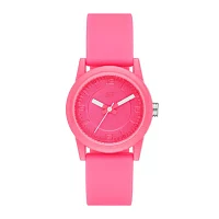 Skechers® Womens Neon Pink Dial Pink Silicone Strap Analog Watch