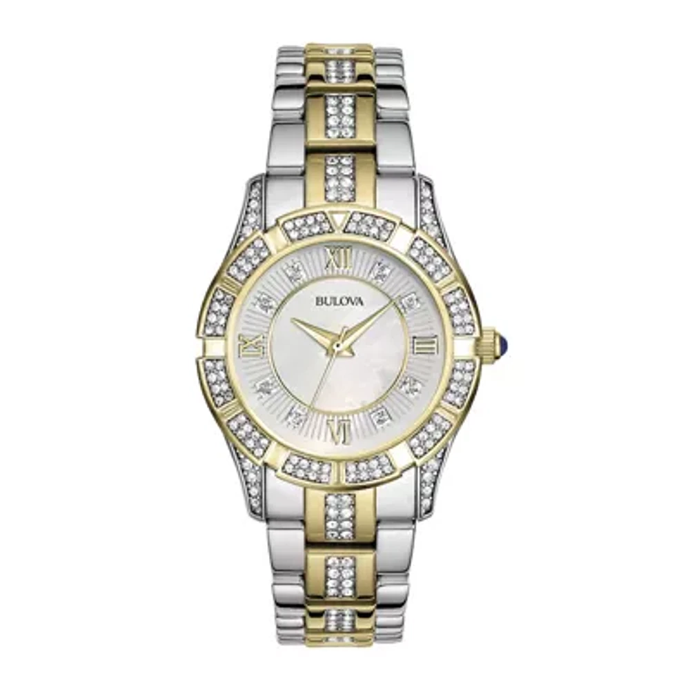 Bulova Crystal Womens Two Tone Bracelet Watch 98l135