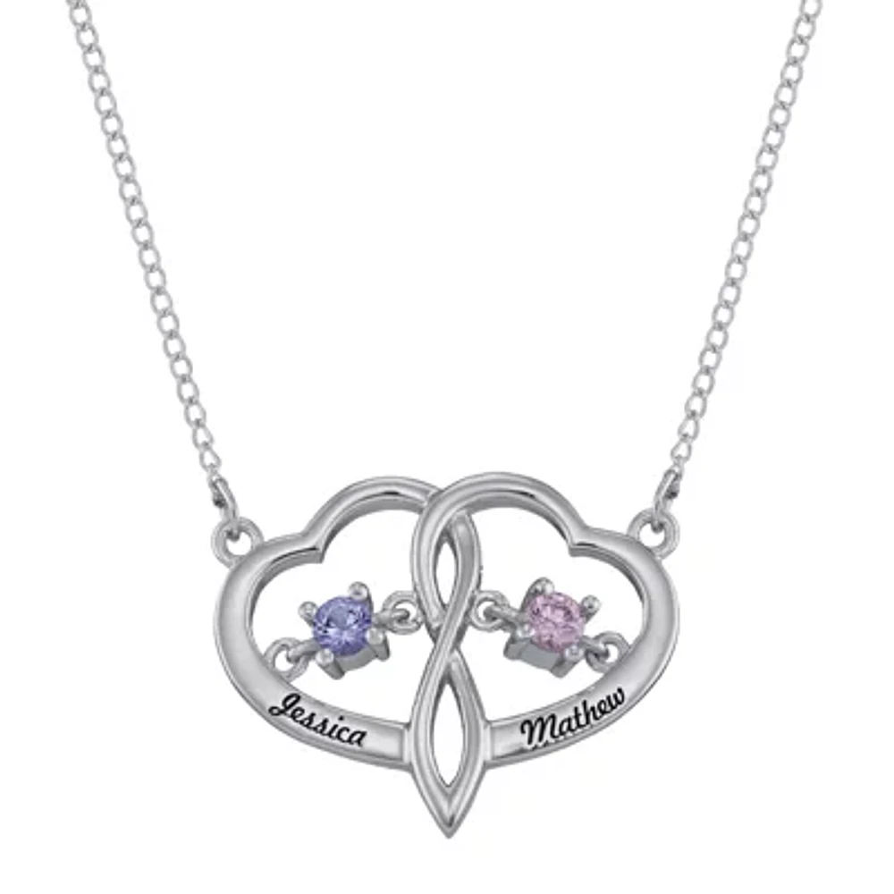 Personalized Dancing Birthstone Heart Pendant Necklace