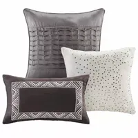 Madison Park Melody 6-Pc Reversible Jacquard Quilt Set With Throw Pillows