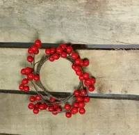 7'' Shiny Red Berries Artificial Christmas Candle Ring