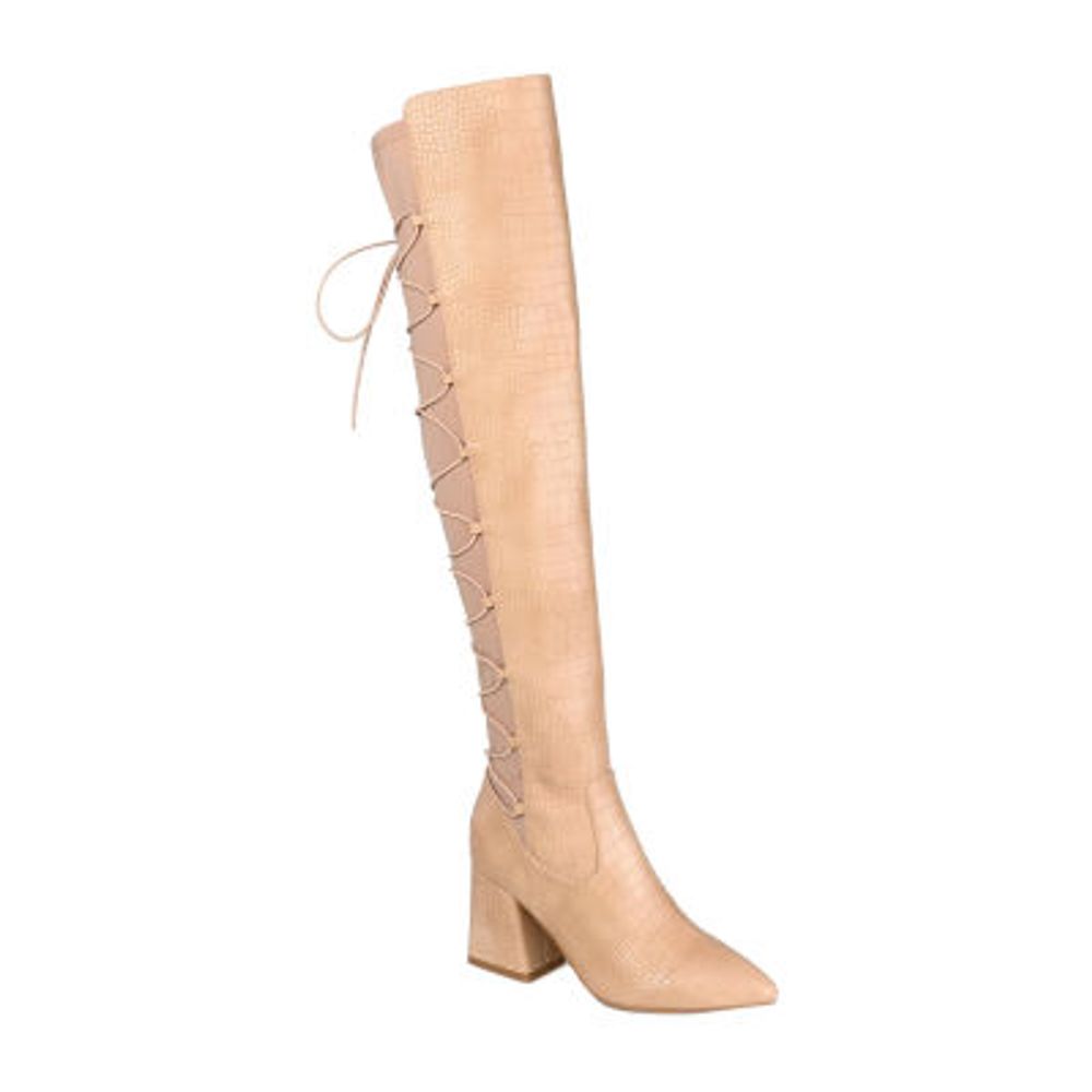 Journee Collection Womens Valorie Wide Calf Block Heel Over the Knee Boots