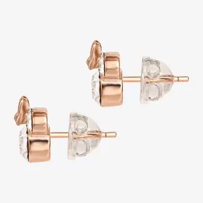 Disney Collection White Crystal 14K Rose Gold Over Silver 9.4mm Minnie Mouse Stud Earrings