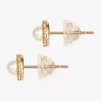 White Cubic Zirconia 14K Gold 5.5mm Stud Earrings