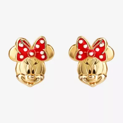 Disney Collection 14K Gold 8mm Minnie Mouse Stud Earrings