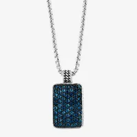 Effy  Mens Genuine Blue Topaz Sterling Silver Pendant Necklace