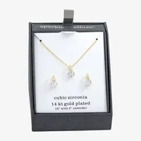 Sparkle Allure 2-pc. Cubic Zirconia 14K Gold Over Brass Round Jewelry Set