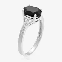 Womens Diamond Accent Genuine Black Onyx Sterling Silver Cocktail Ring