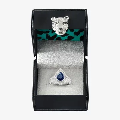 Effy Womens 1/2 CT. T.W. Diamond & Genuine Blue Sapphire 14K White Gold Pear Halo Cocktail Ring