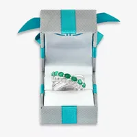 Effy 1/6 CT. T.W. Diamond & Genuine Green Emerald Sterling Silver Crossover Band