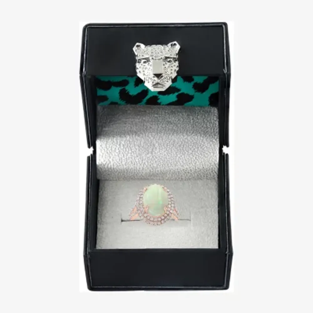 Effy  Womens 1 CT. T.W. Diamond & Genuine White Opal 14K Rose Gold Oval Cocktail Ring