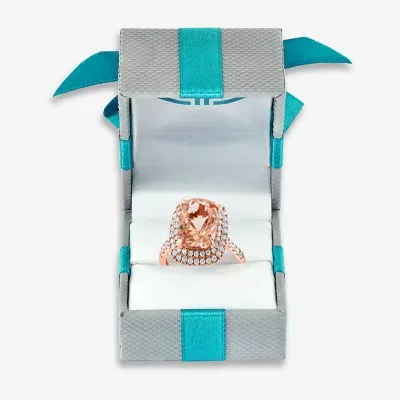 Effy Womens 1/2 CT. T.W. Diamond & Genuine Pink Morganite 14K Rose Gold Cocktail Ring