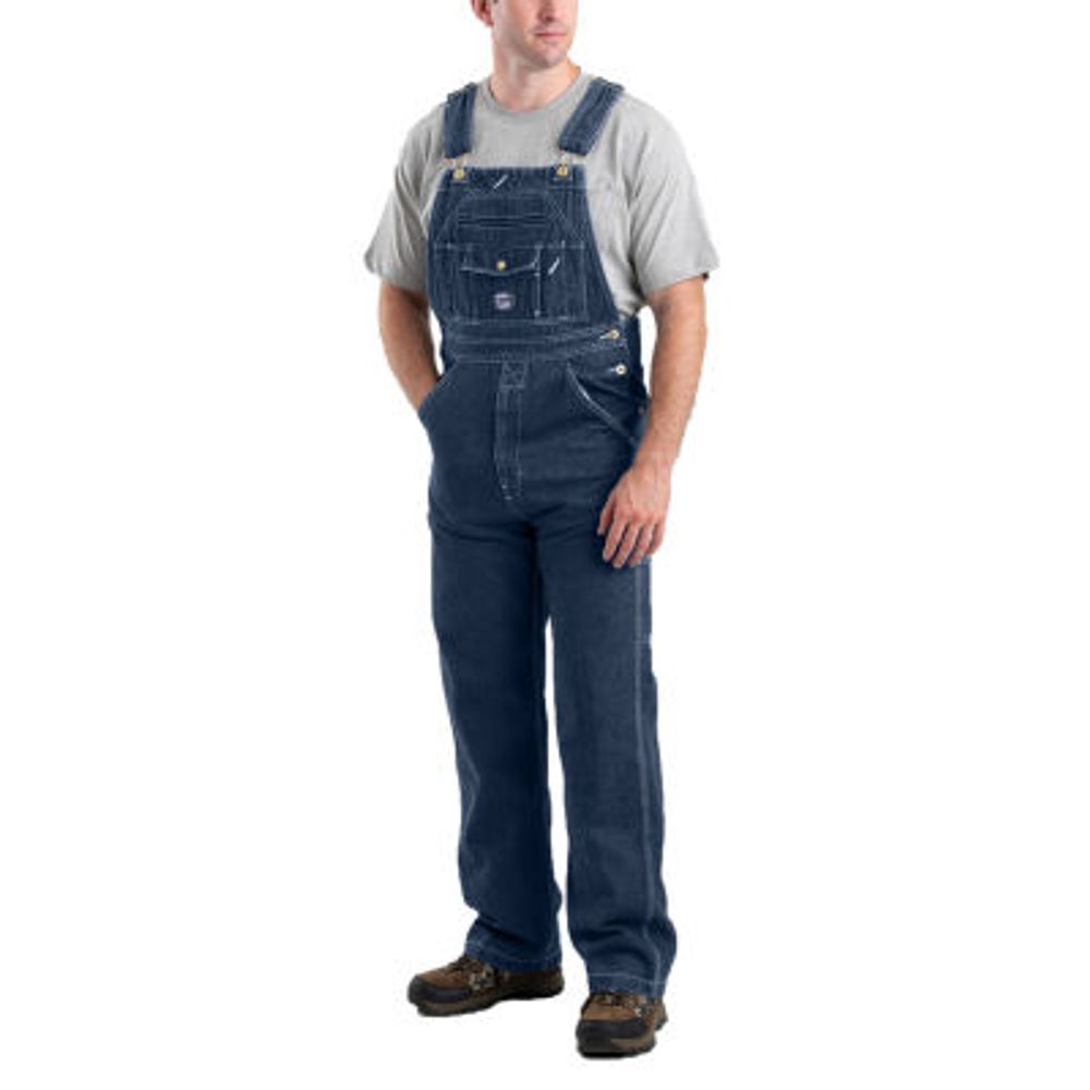 Berne Vintage Washed Denim Bib Mens Workwear Overalls