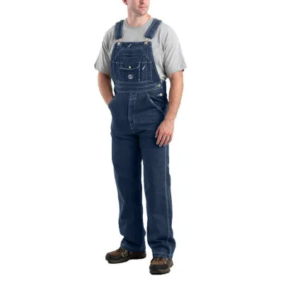 Berne Vintage Washed Denim Bib Mens Big and Tall Workwear Overalls