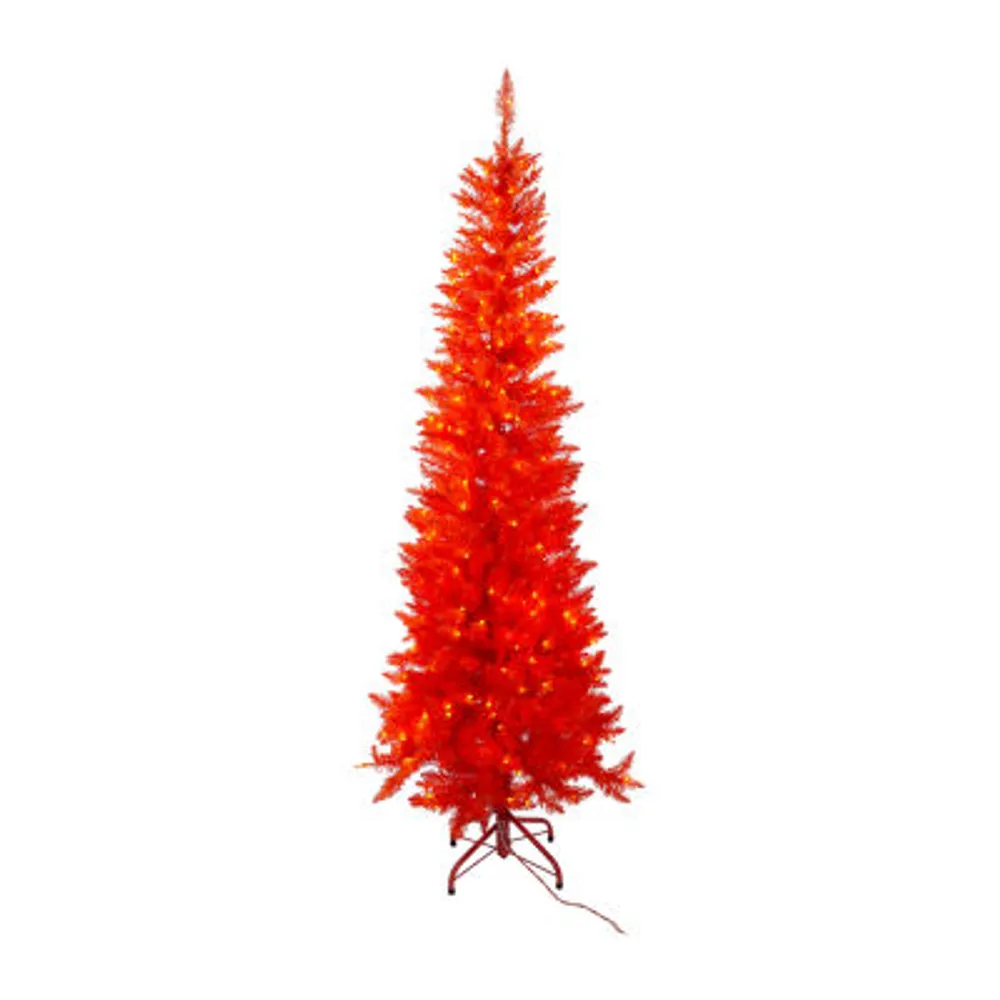 Kurt Adler 6 Foot Pre-Lit Orange Slim Tree