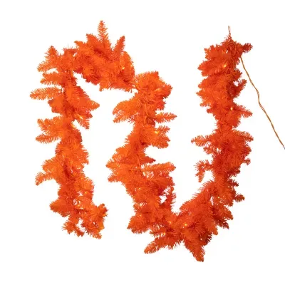 Kurt Adler 9 Foot Pre-Lit Indoor Orange Garland