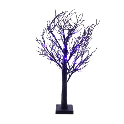 Kurt Adler 2 Foot Black Glitter And Purple LED Lighted Tree