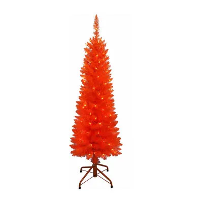 Kurt Adler 4 Foot Pre-Lit Orange Slim Tree