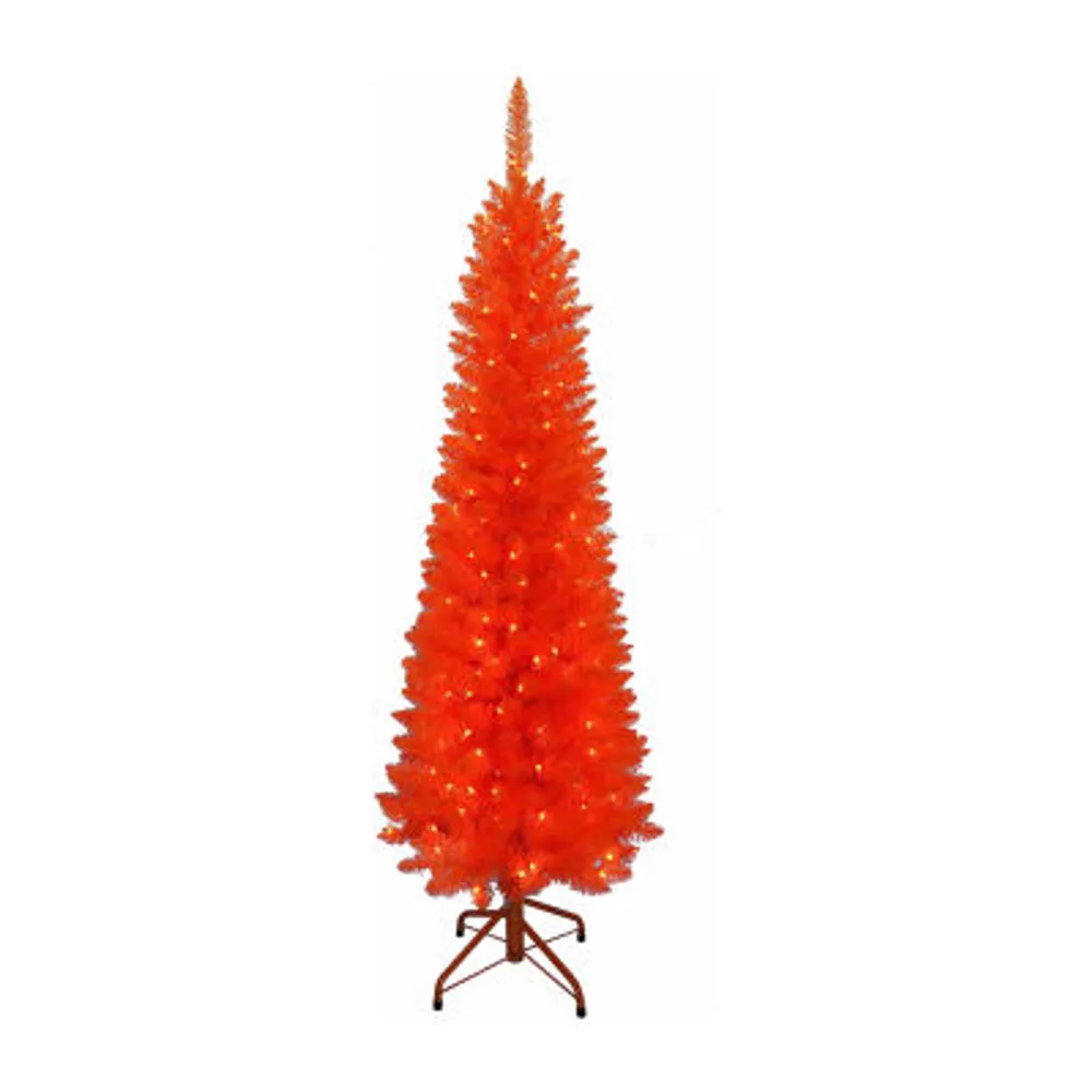 Kurt Adler 5 Foot Pre-Lit Orange Slim Tree