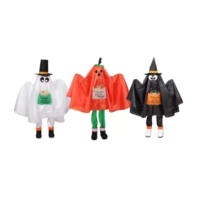 Set of 3 Ghost  Pumpkin and Bat Standing Halloween Kid Figures 36"
