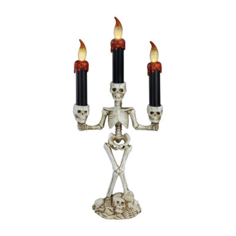 14.5'' Dripping Candle Skeleton Halloween Candelabra