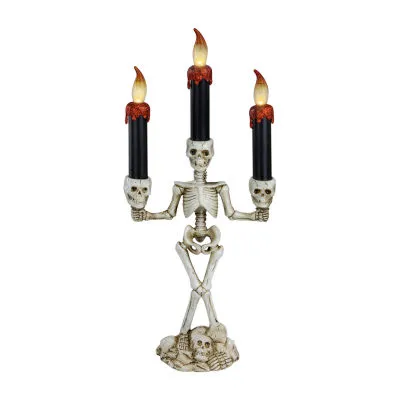 14.5'' Dripping Candle Skeleton Halloween Candelabra