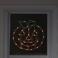 14'' Lighted Jack-O-Lantern Halloween Double Sided Window Silhouette Decoration