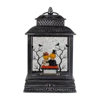 11.5''Lighted Black Halloween Snow Globe Lantern with Pumpkin Couple